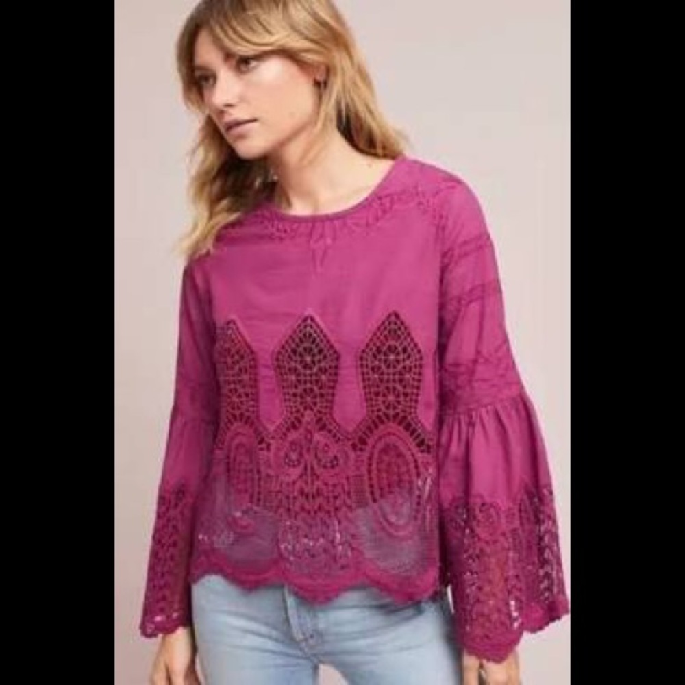 Anthropologie Chloe Oliver Raspberry Top NWT